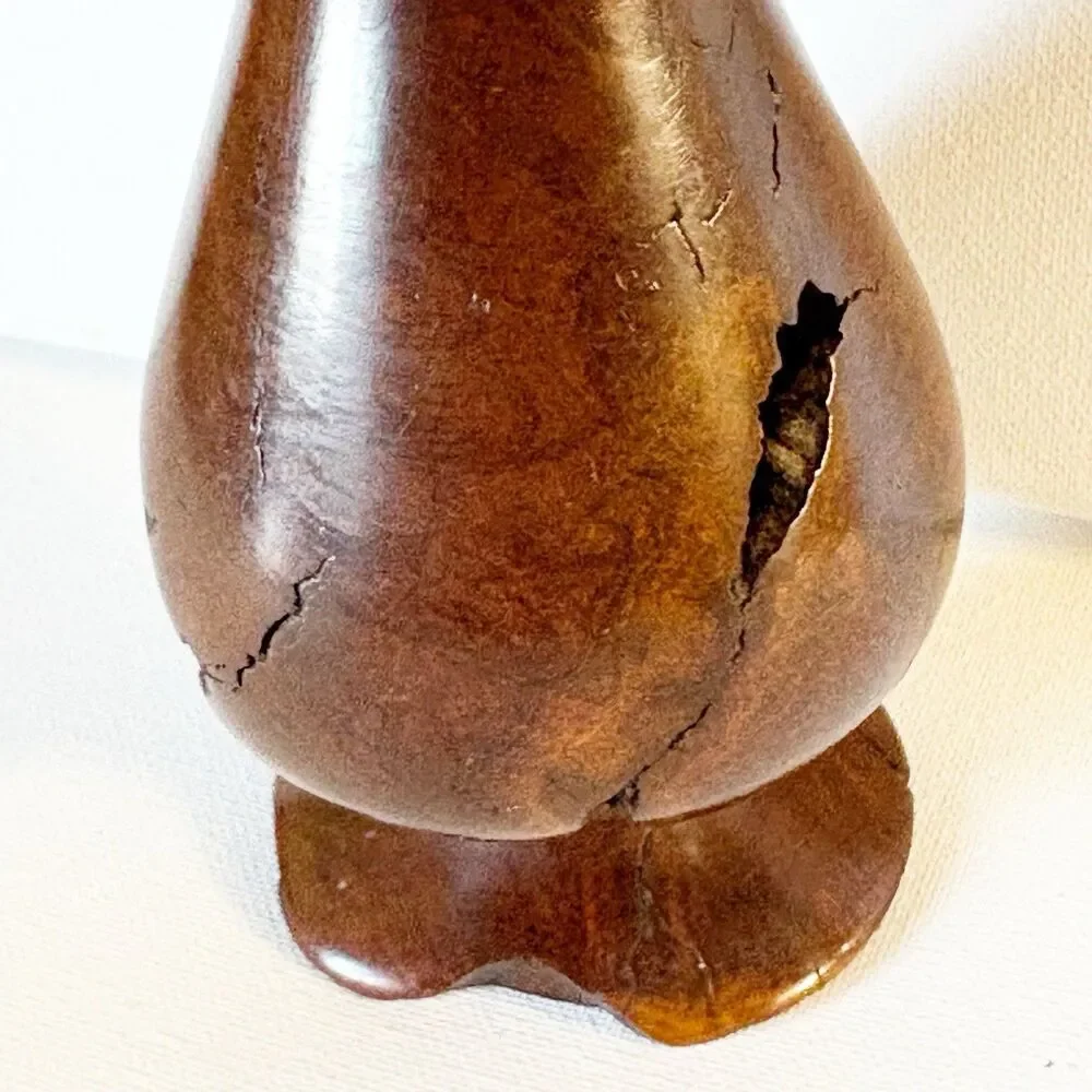 Vtg Modernist MCM Turned Burl Wood Art Vase Bud Vase Live Edge Rustic Lodge